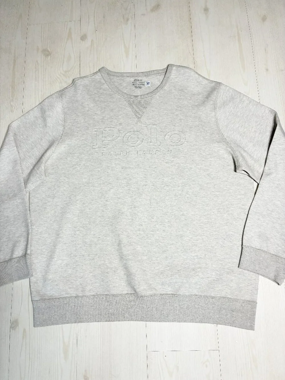 Polo Ralph Lauren Men's XXL Grey Double-Knit Embossed Logo Crewneck Sweatshirt